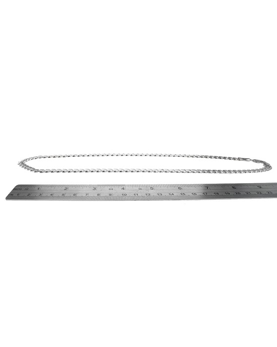 Flat Curb Chain Necklace in White Gold